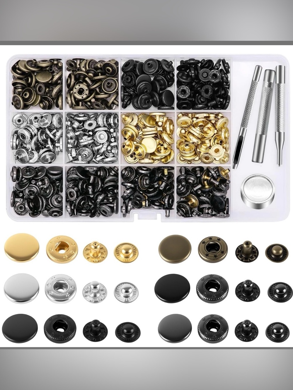 Alritz Leather Snap Fasteners Kit 120 Set DIY Craft Sewing